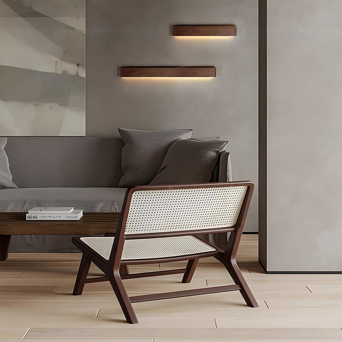Nástěnná lampa z ořechového dřeva s LED, 6W, stmívatelná pro obývací pokoj a ložnici, Japandi osvětlení