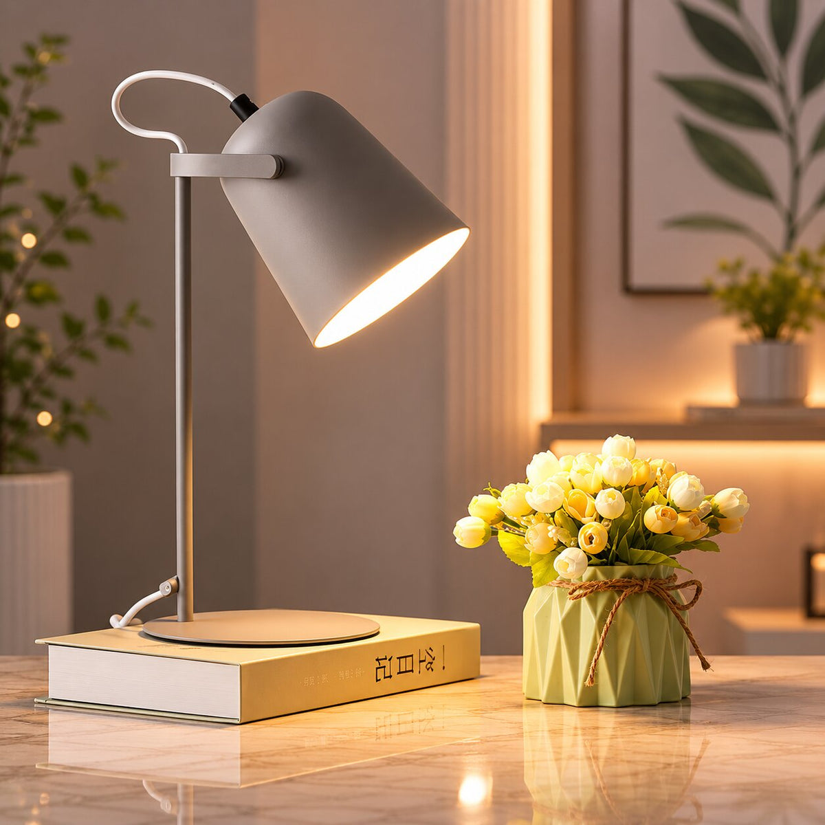 מנורת שולחן מודרנית בעיצוב מקרון — תאורת מתכת בסגנון דלי