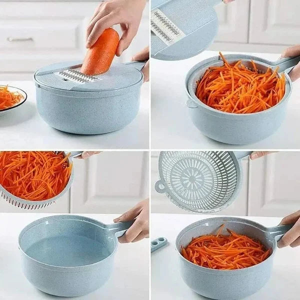 Tranche-légumes 12-en-1 MultiSchnitt — Outil multifonction pour trancher, râper et hacher