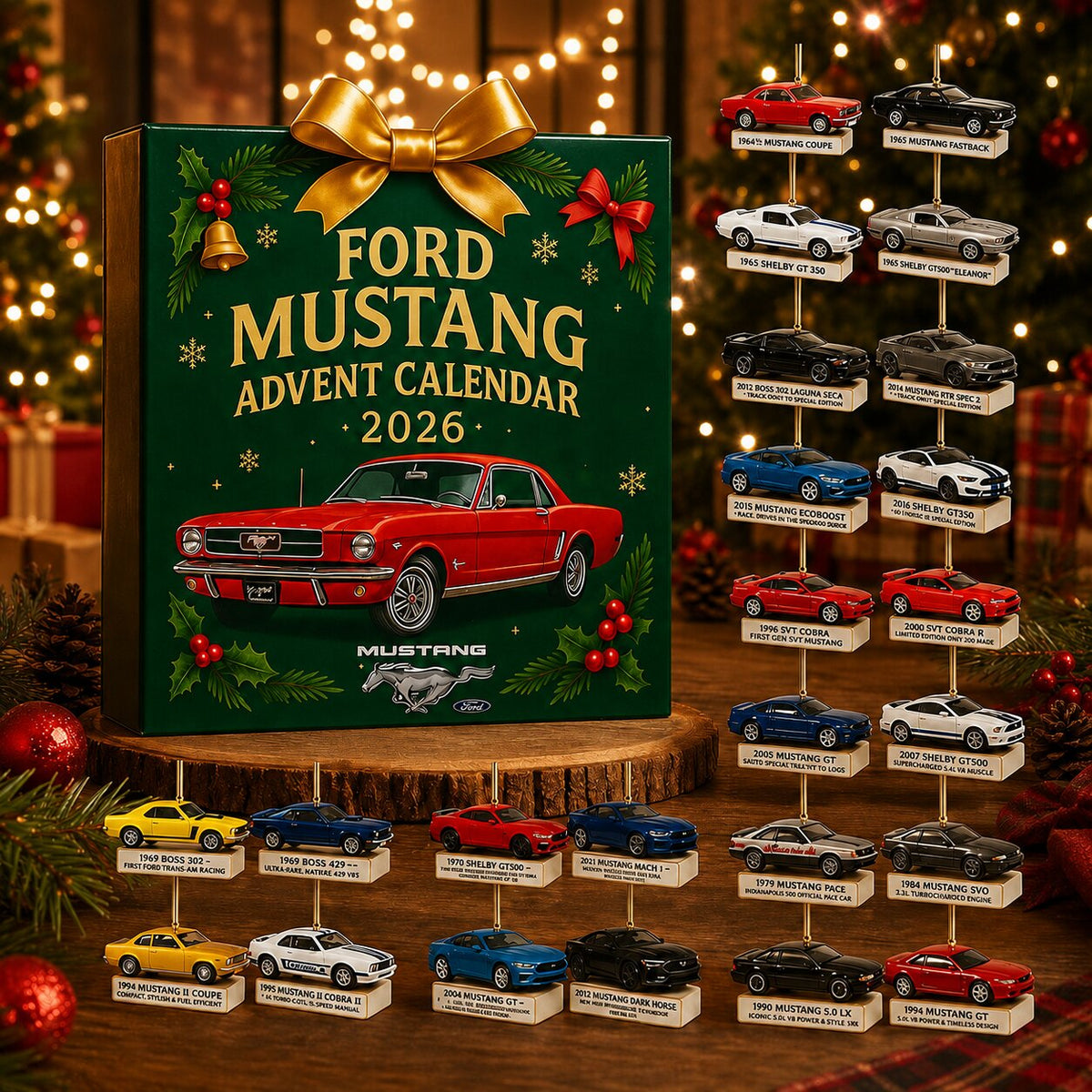 Mustang-adventskalender 2026 — överraskningssamling med biltema för 24 dagar