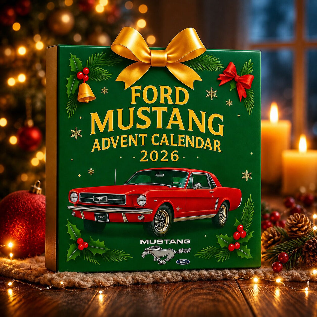 Mustang-julekalender 2026 — overraskelsessamling med bildesign til 24 dage