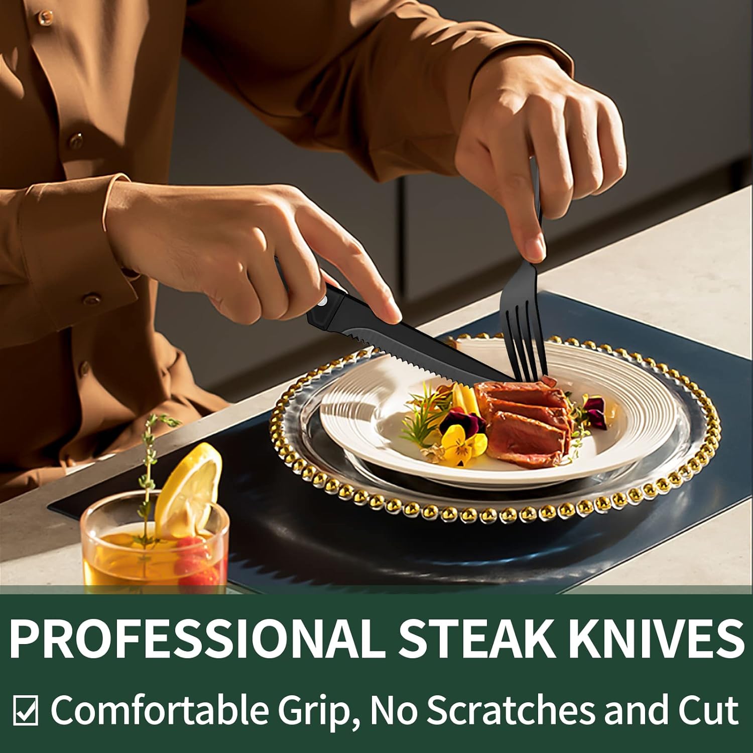 24-Piece Cutlery Set | Stainless Steel | Black Design | Ka-mostore