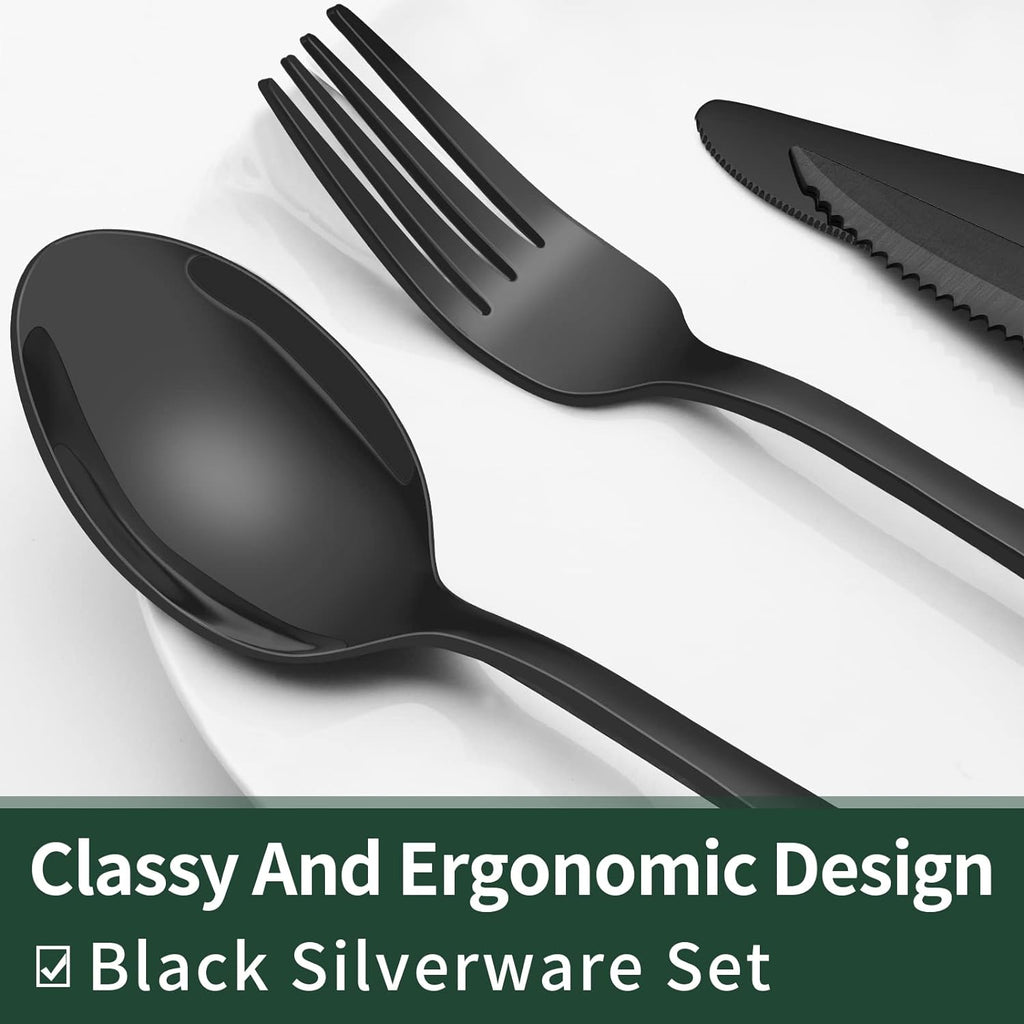 24-Piece Cutlery Set | Stainless Steel | Black Design | Ka-mostore