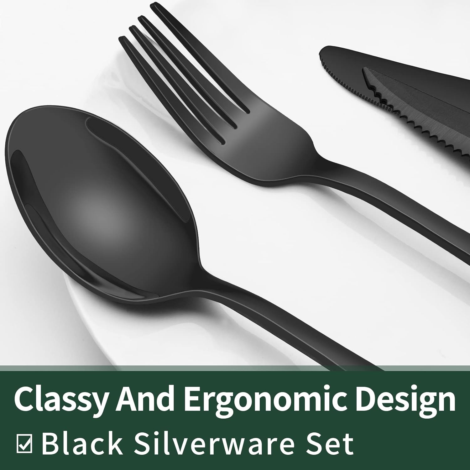 24-Piece Cutlery Set | Stainless Steel | Black Design | Ka-mostore