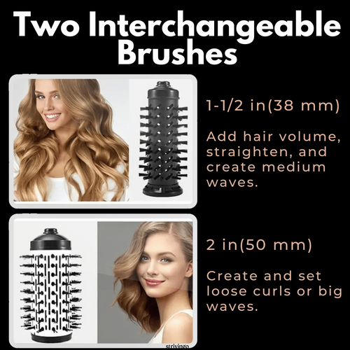 3-in-1 Rotating Hair Dryer and Styler with Adjustable Temperature for Effortless Curls and Waves | Ka-mostore