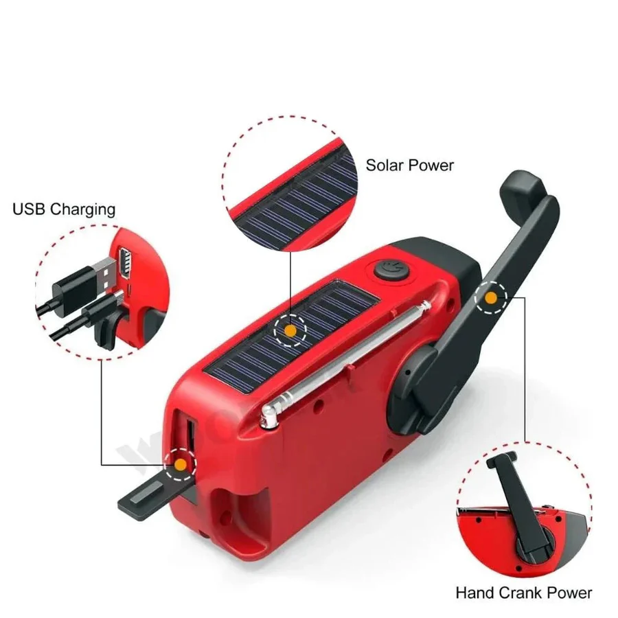 Emergency Radio with Solar, Crank, and Power Bank | Ka-mostore