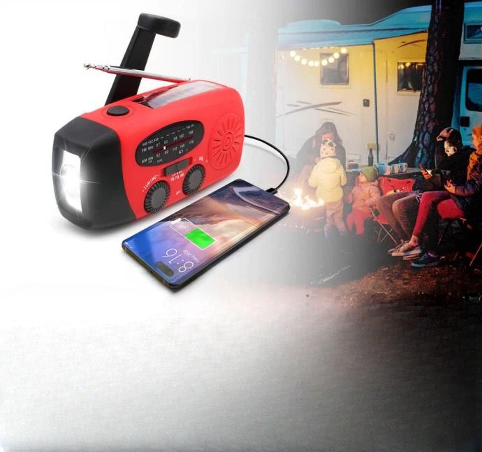 Emergency Radio with Solar, Crank, and Power Bank | Ka-mostore