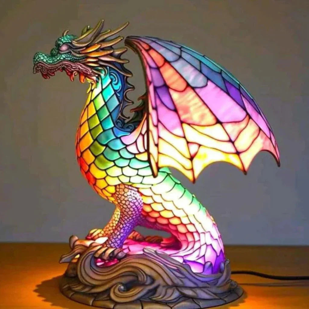 Umělecká lampa s hlavou zvířete, vzhled vitráže | Ka-mostore