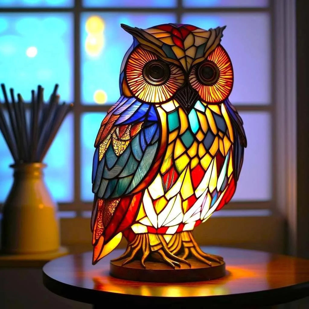 Umělecká lampa s hlavou zvířete, vzhled vitráže | Ka-mostore