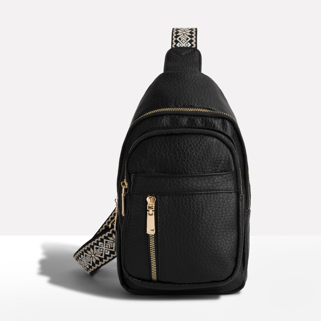 Diebstahlsichere Crossbody-Sling-Tasche mit gemustertem Riemen | Ka-mostore