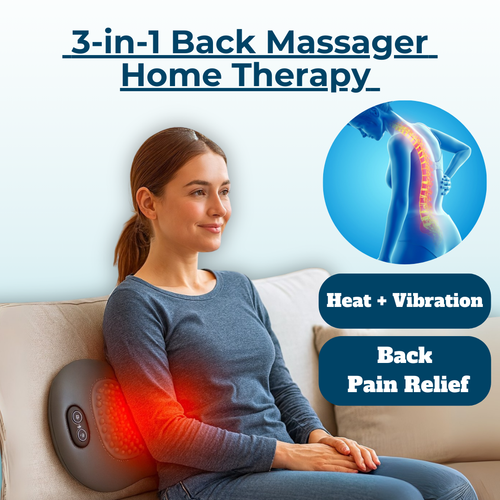 Back Pain Massagers with Heat & Vibration, Back Support for Sciatica Relief, Lumbar Pain & Posture Correction – 3-in-1 Home Therapy | Ka-mostore