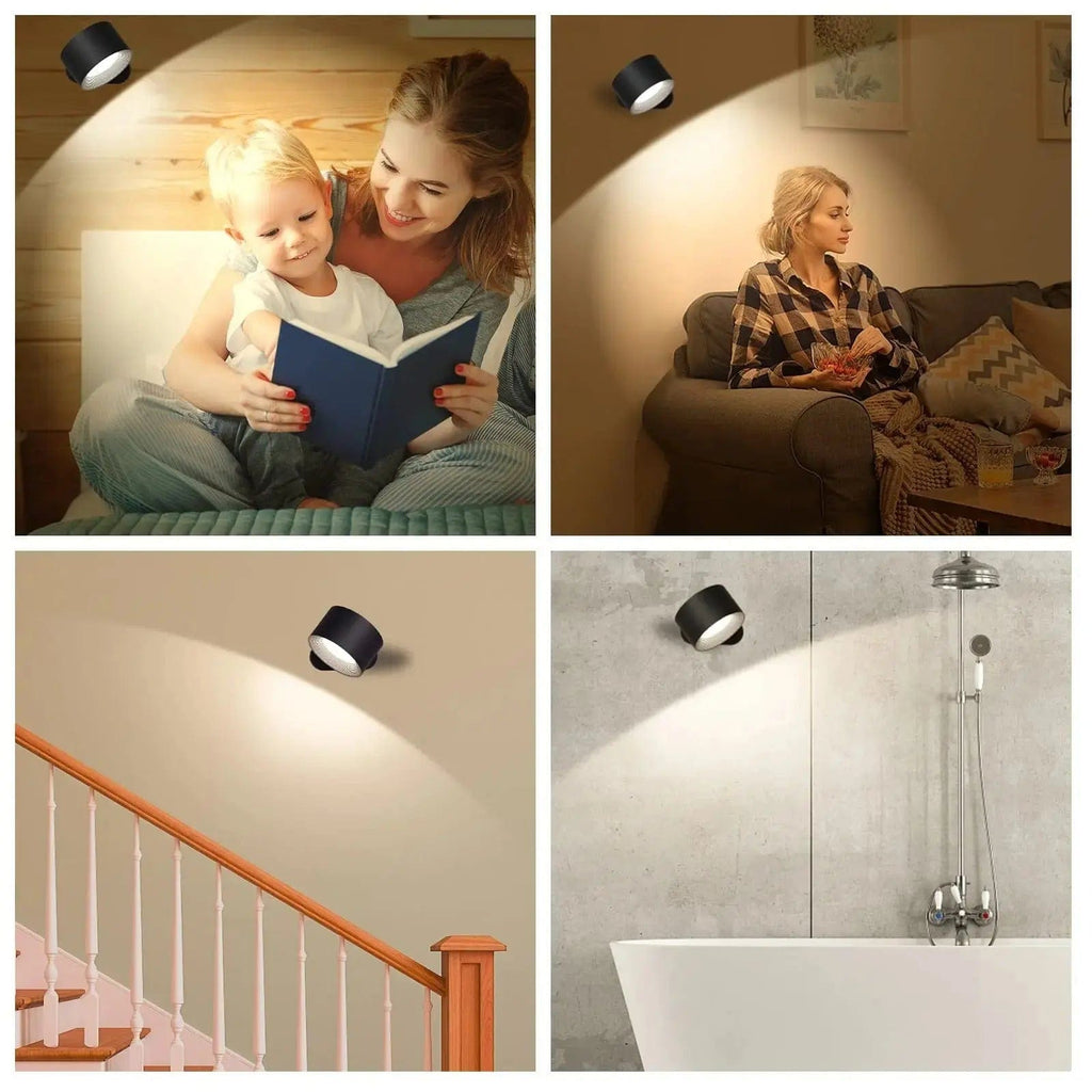Nástěnná lampa na baterie | Dobíjecí, nastavitelná o 360° a bezdrátová pro ložnice, chodby a čtecí koutky | Ka-mostore