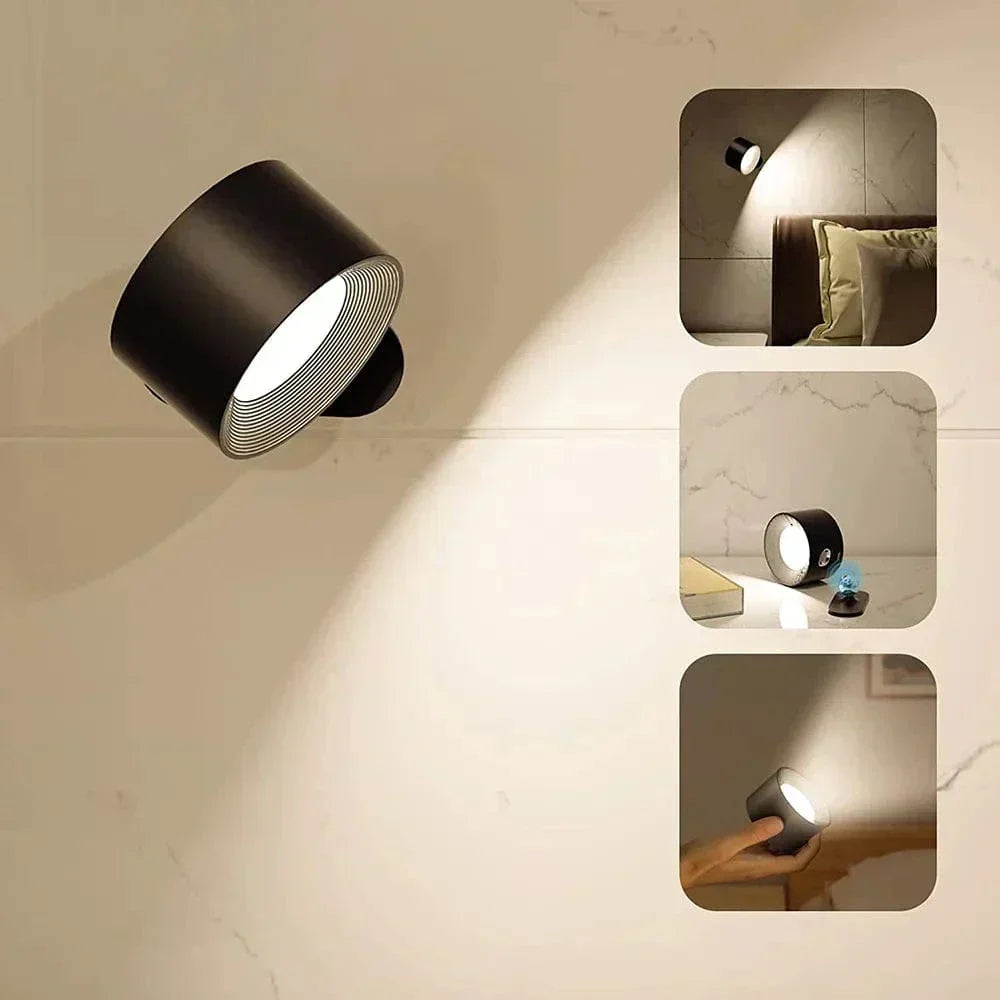 Nástěnná lampa na baterie | Dobíjecí, nastavitelná o 360° a bezdrátová pro ložnice, chodby a čtecí koutky | Ka-mostore
