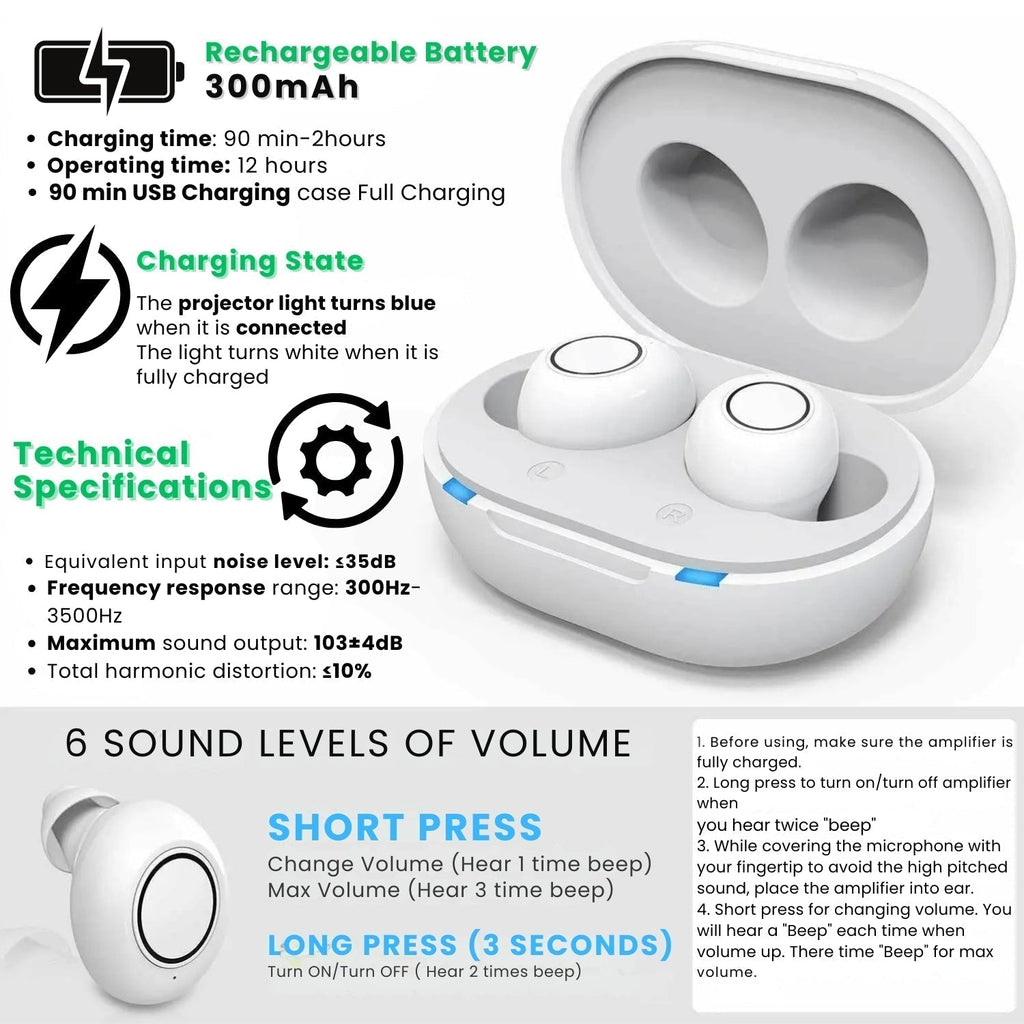 Bluetooth Hearing Aids – Rechargeable In-Ear Digital Hearing Aid with App Control | Discreet, Lightweight & Budget-Friendly for Adults & Seniors | Ka-mostore