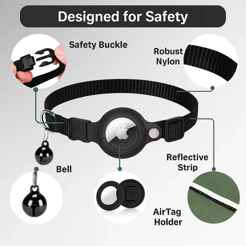 Collare GPS per Gatti | Chiusura a Rilascio Rapido, Design Riflettente e Durevole per Avventure all'Aperto in Sicurezza | Ka-mostore