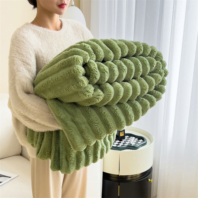 Soft Ribbed Plush Throw Blanket | Ka-mostore