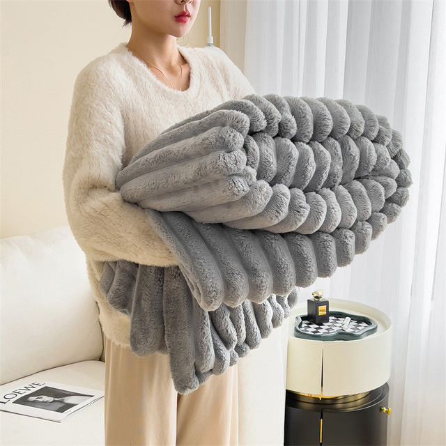 Soft Ribbed Plush Throw Blanket | Ka-mostore