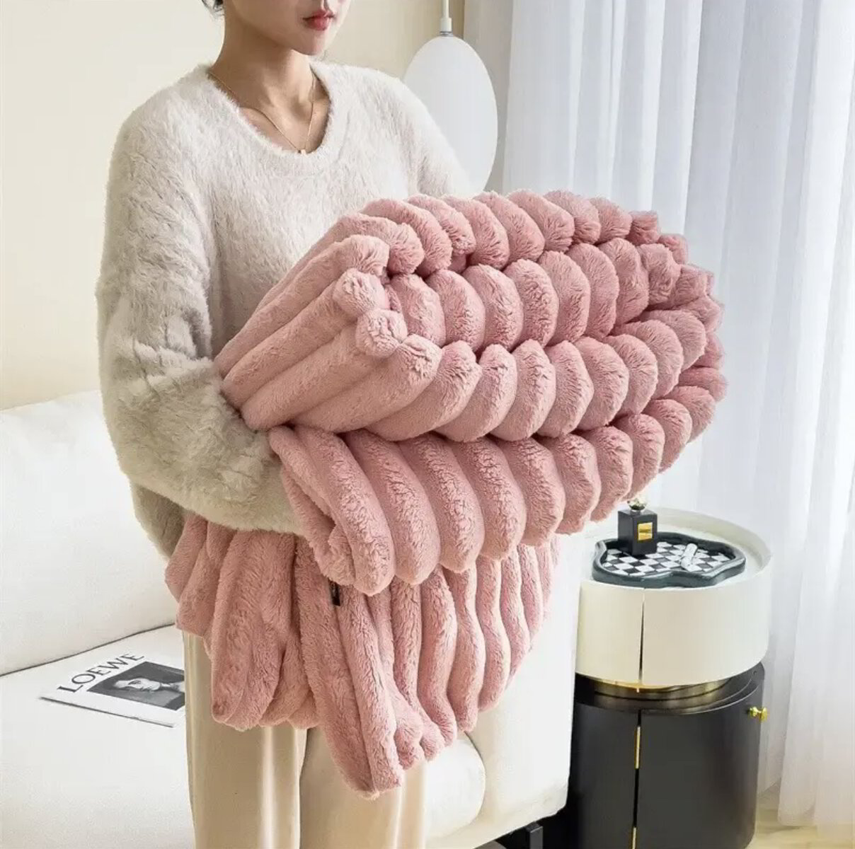 Soft Ribbed Plush Throw Blanket | Ka-mostore