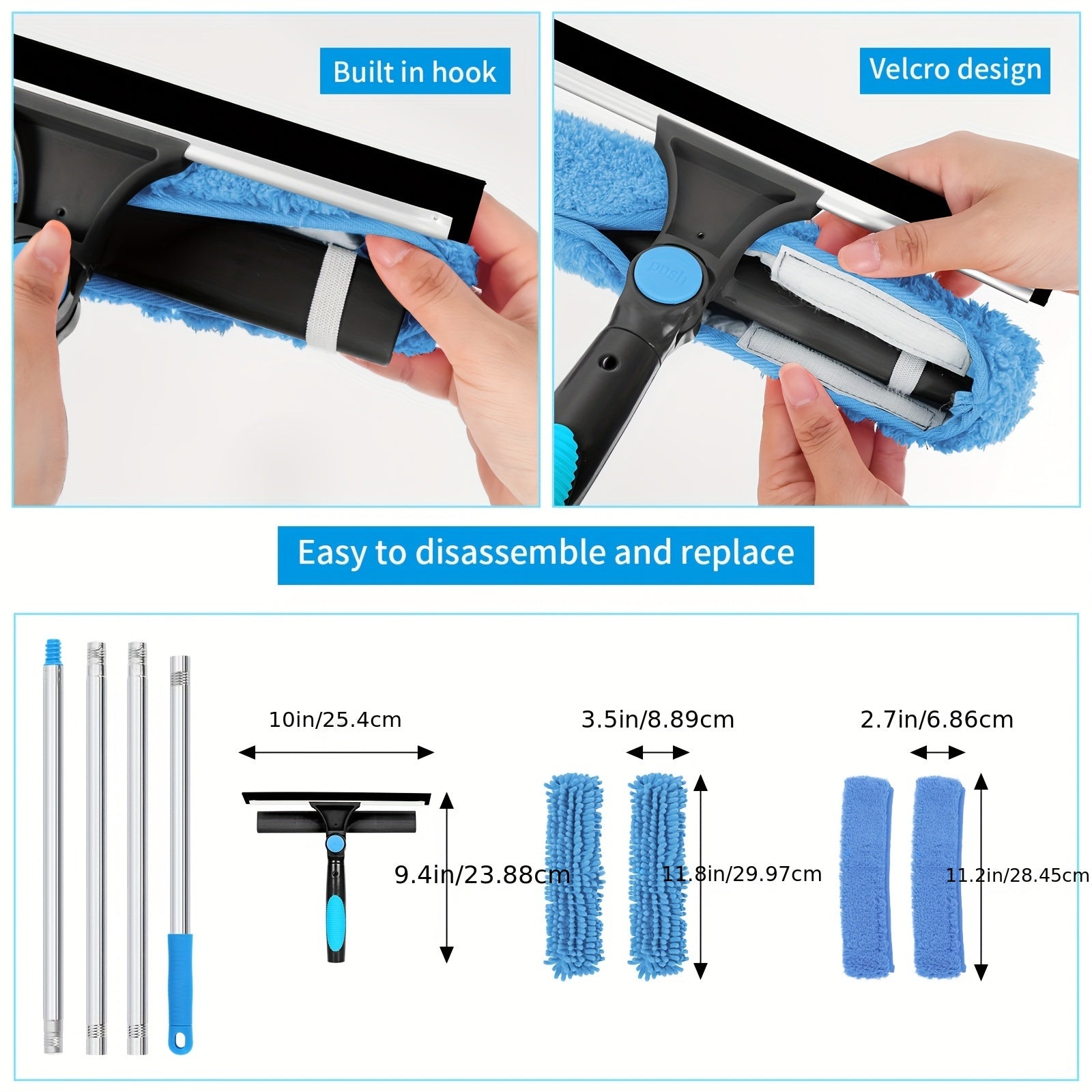 Crystal Clear Window Cleaner – Professional 2-in-1 Telescopic Window and Glass Cleaning System | Ka-mostore