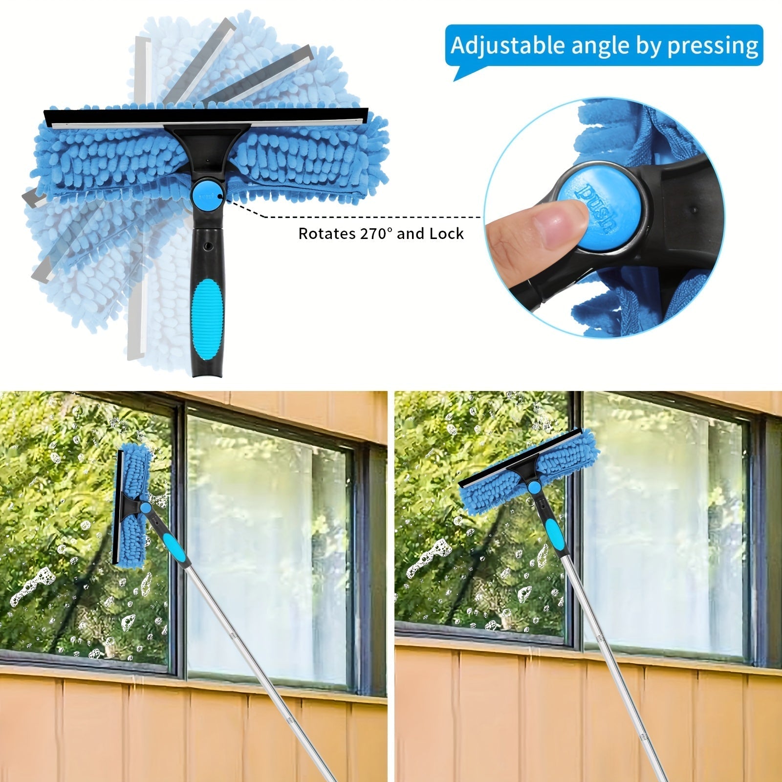 Crystal Clear Window Cleaner – Professional 2-in-1 Telescopic Window and Glass Cleaning System | Ka-mostore