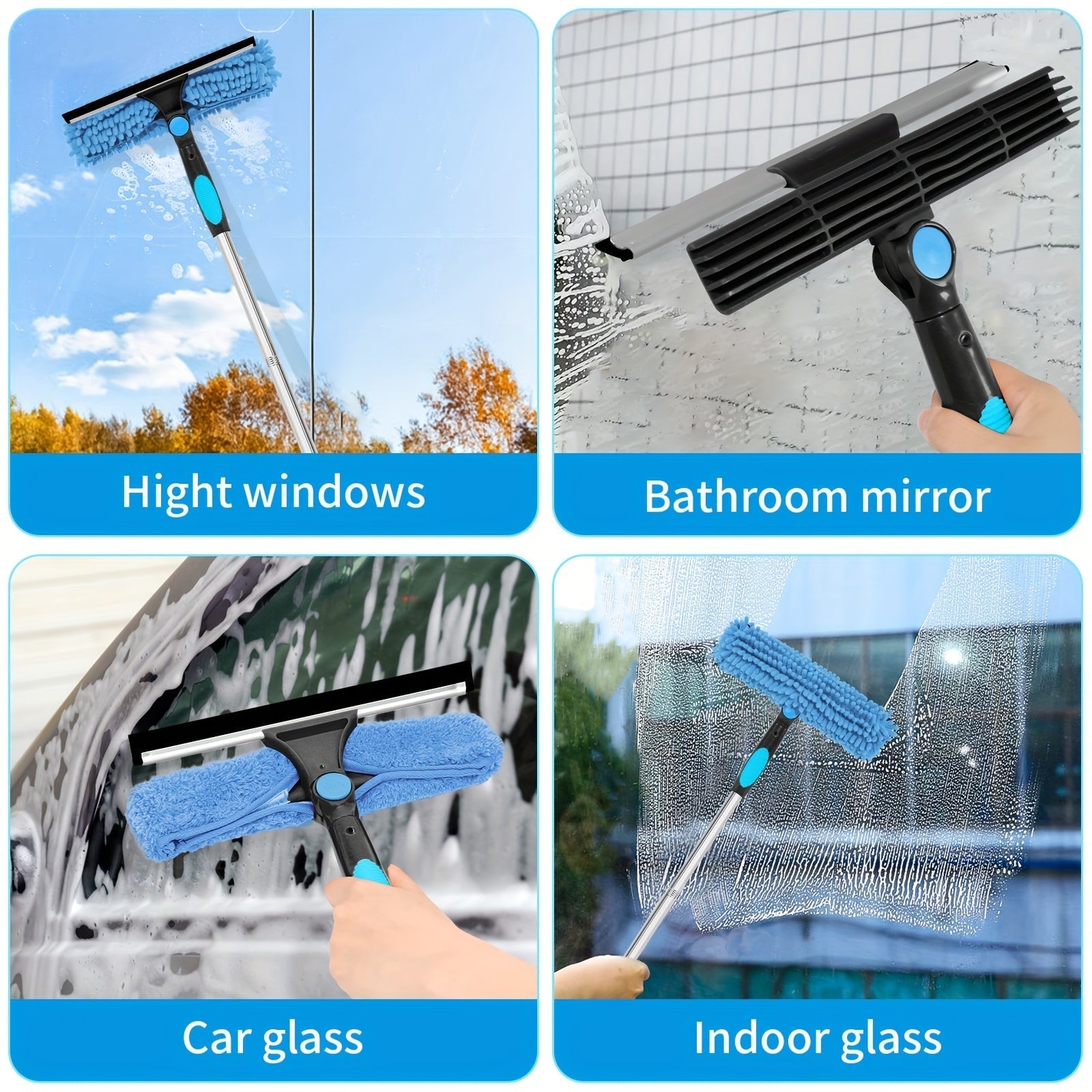 Crystal Clear Window Cleaner – Professional 2-in-1 Telescopic Window and Glass Cleaning System | Ka-mostore