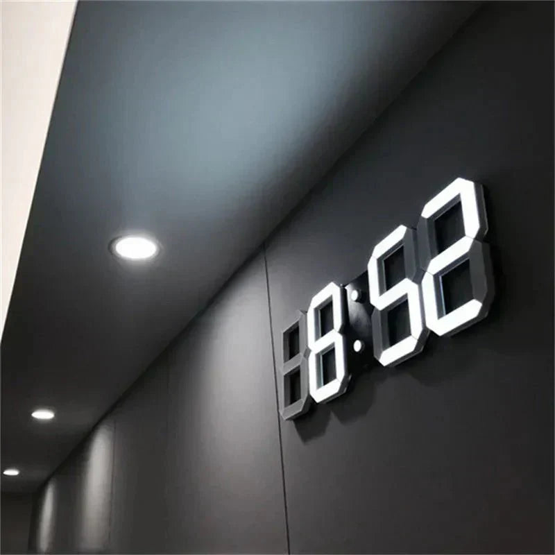 3D LED digitální nástěnné hodiny - moderní styl, nastavitelná jasnost | Ka-mostore