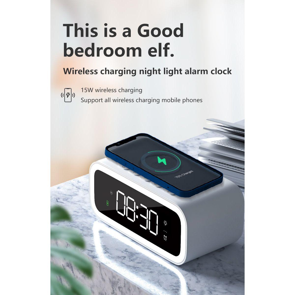LED Alarm Clock with Built-in Wireless Charger | Ka-mostore