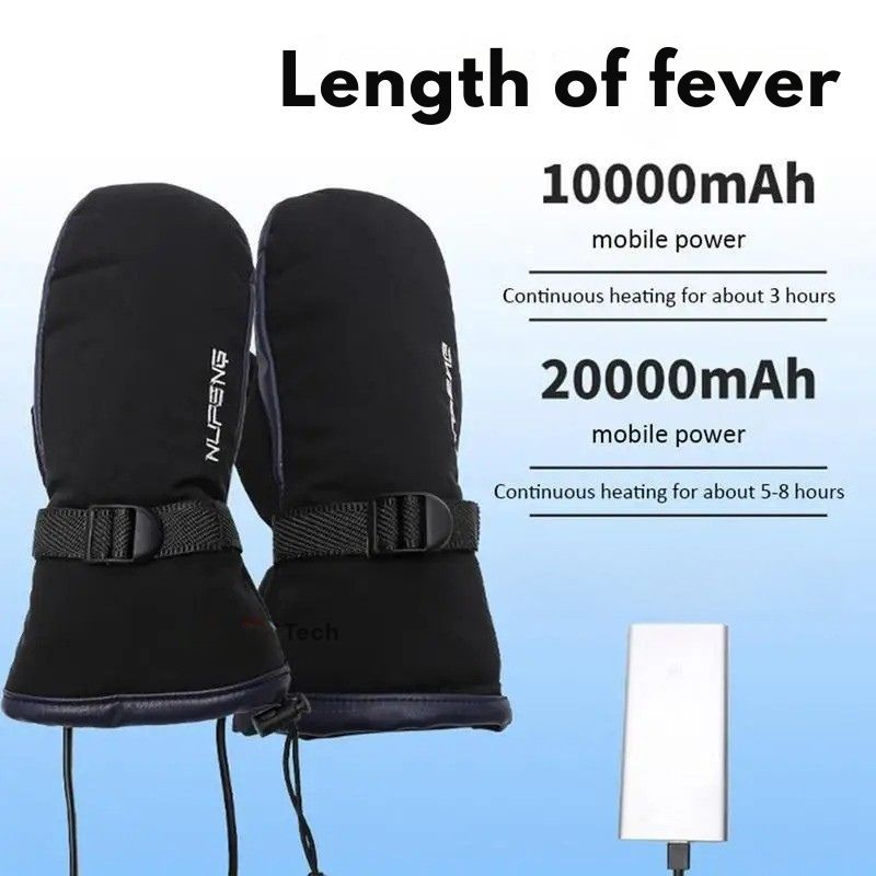 Vyhřívané rukavice | Dobíjecí USB baterie s kapacitou 10 000 mAh | Voděodolné vybavení do chladného počasí | Ka-mostore