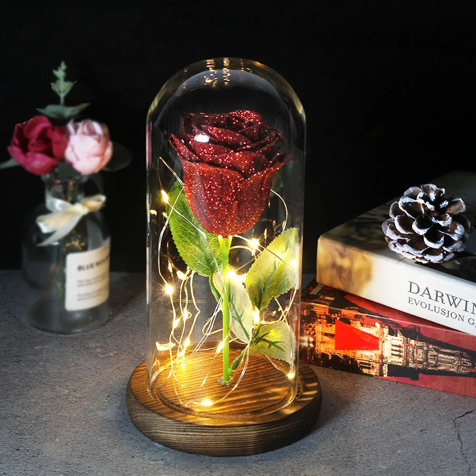 – Eternal Rose in Glass Dome with Atmospheric LED Lighting | Ka-mostore