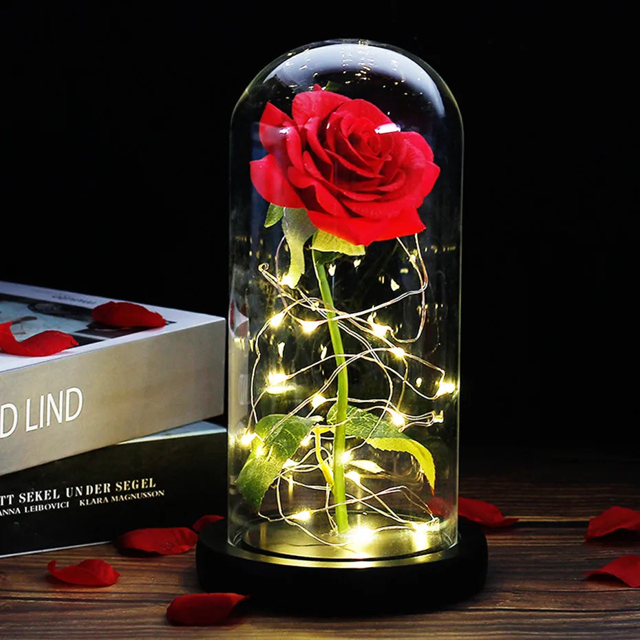 – Eternal Rose in Glass Dome with Atmospheric LED Lighting | Ka-mostore