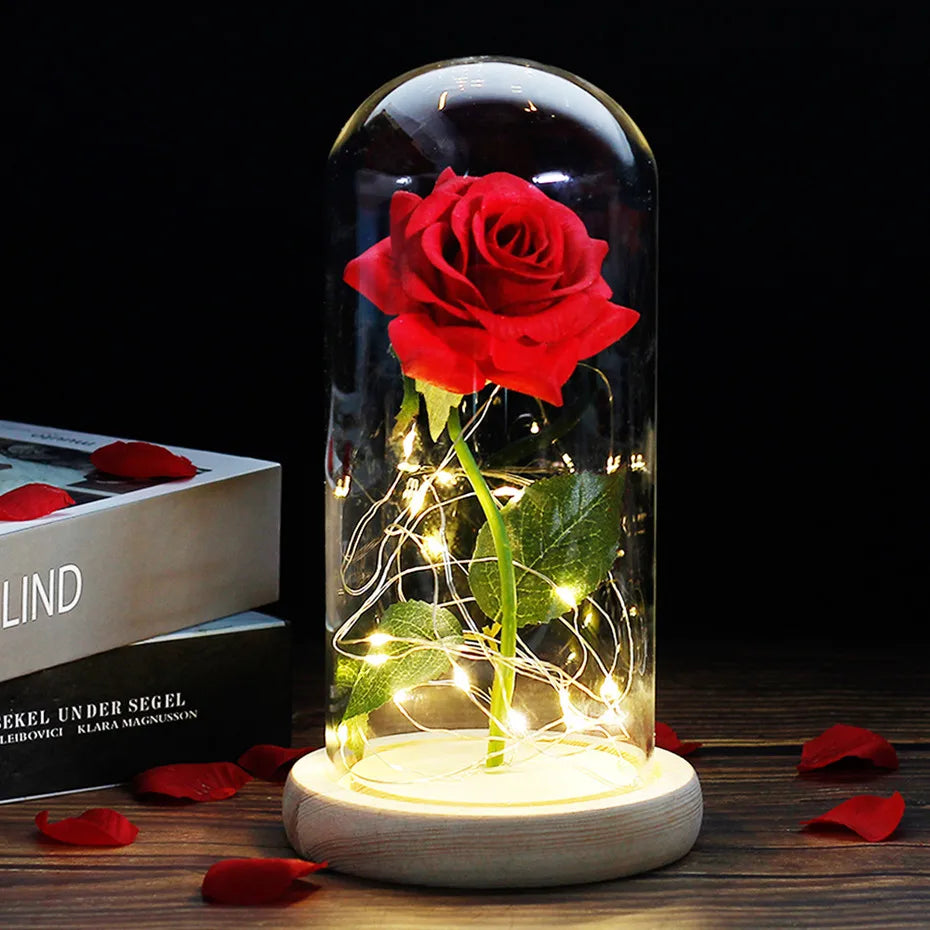 – Eternal Rose in Glass Dome with Atmospheric LED Lighting | Ka-mostore