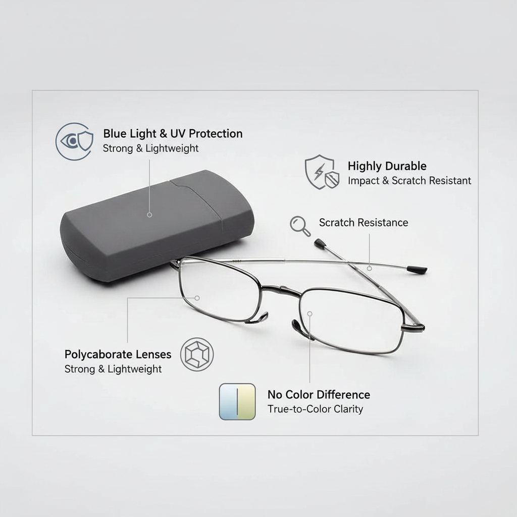 Compact Folding Reading Glasses with Protective Case | Ka-mostore