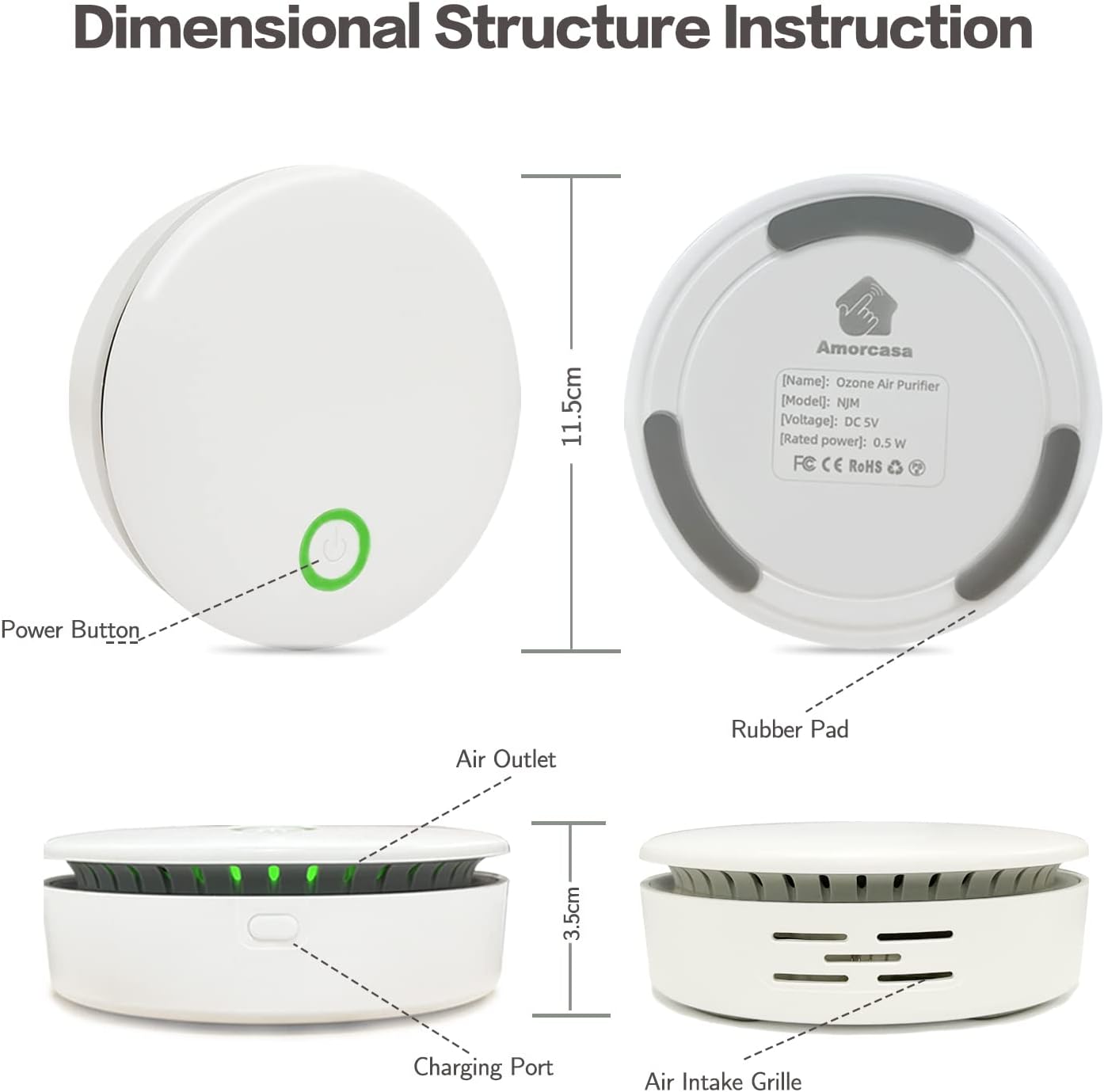 Ozone Odor Eliminator - Portable Air Freshener for Homes & Cars | Ka-mostore