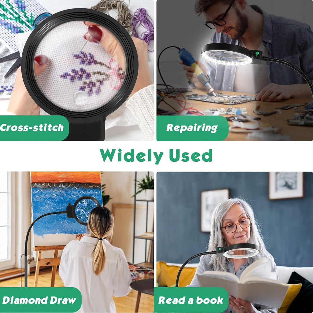 Full-Page Magnifying Glass with LED Light – Hands-Free Reading Aid for Books, Crafts & Hobbies | Ka-mostore