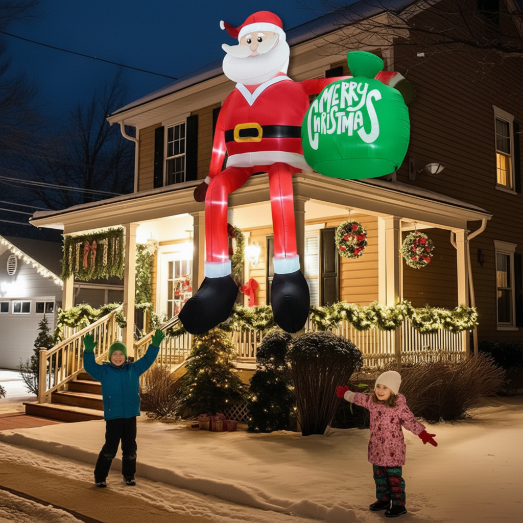 Extra-tall 8ft inflatable Santa with LEDs for your yard | Ka-mostore
