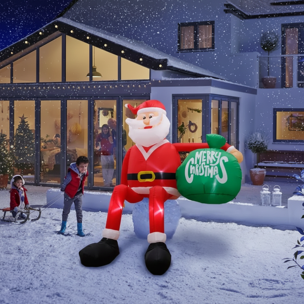 Extra-tall 8ft inflatable Santa with LEDs for your yard | Ka-mostore