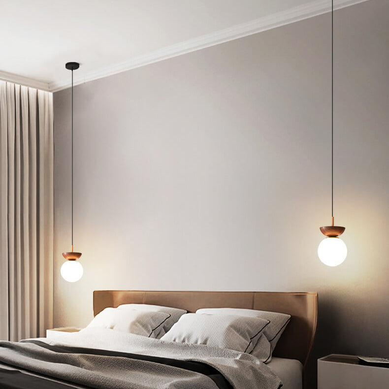 Glass Globe Ceiling Light | Wood Grain Design | Ka-mostore