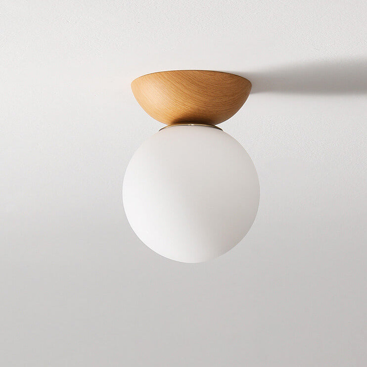 Glass Globe Ceiling Light | Wood Grain Design | Ka-mostore
