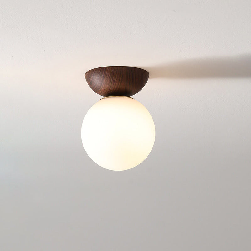 Glass Globe Ceiling Light | Wood Grain Design | Ka-mostore