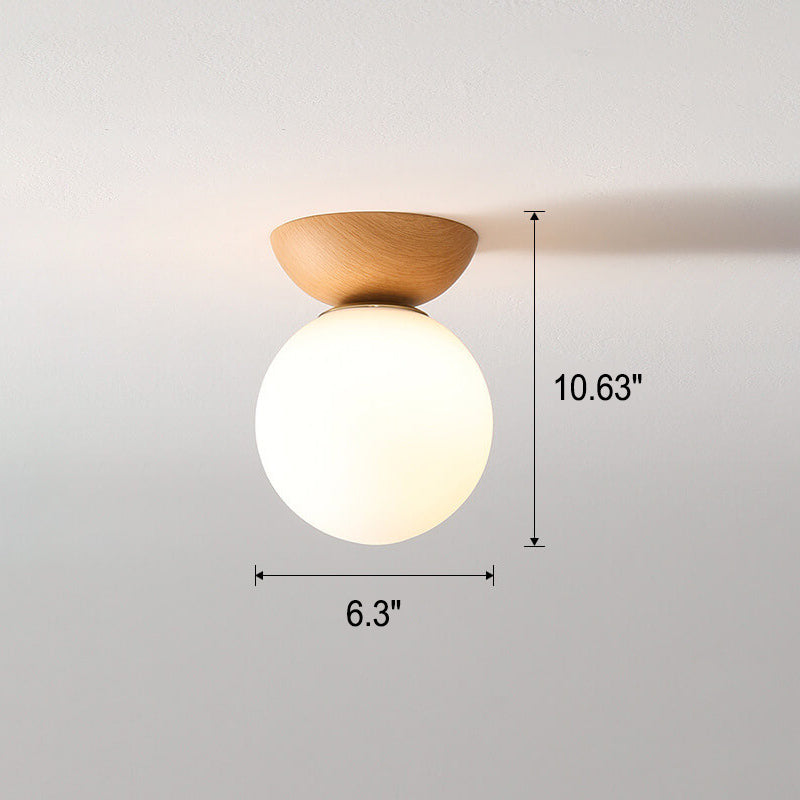 Glass Globe Ceiling Light | Wood Grain Design | Ka-mostore