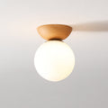 Glass Globe Ceiling Light | Wood Grain Design | Ka-mostore