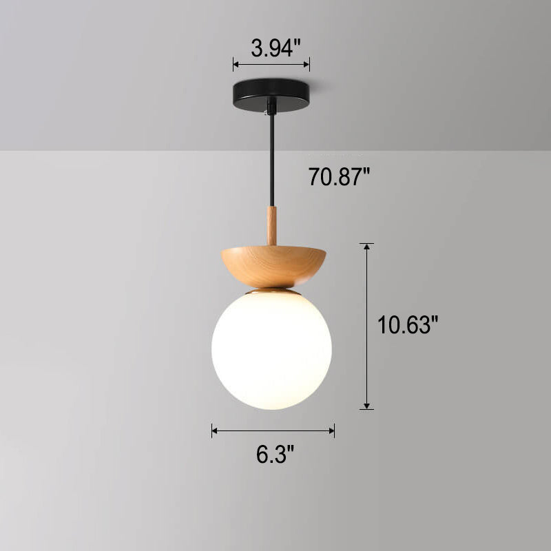 Glass Globe Ceiling Light | Wood Grain Design | Ka-mostore
