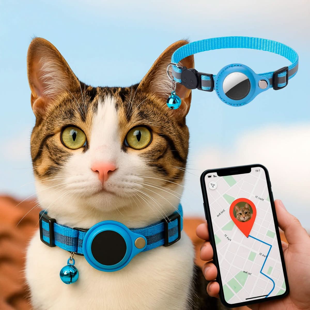 GPS Collar for Cats with Reflective Design | Ka-mostore