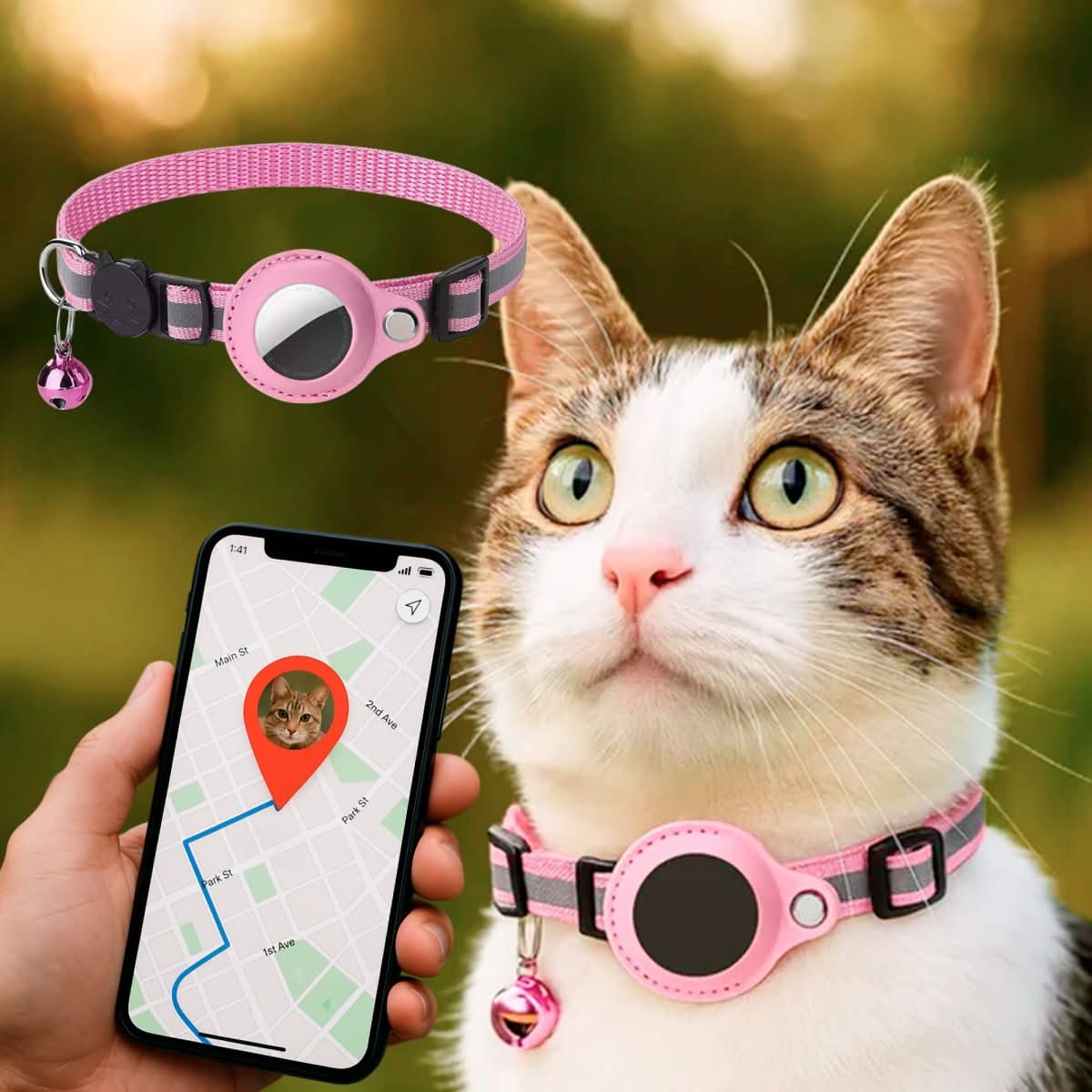 GPS Collar for Cats with Reflective Design | Ka-mostore