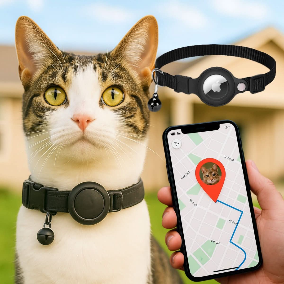 GPS Collar for Cats with Reflective Design | Ka-mostore