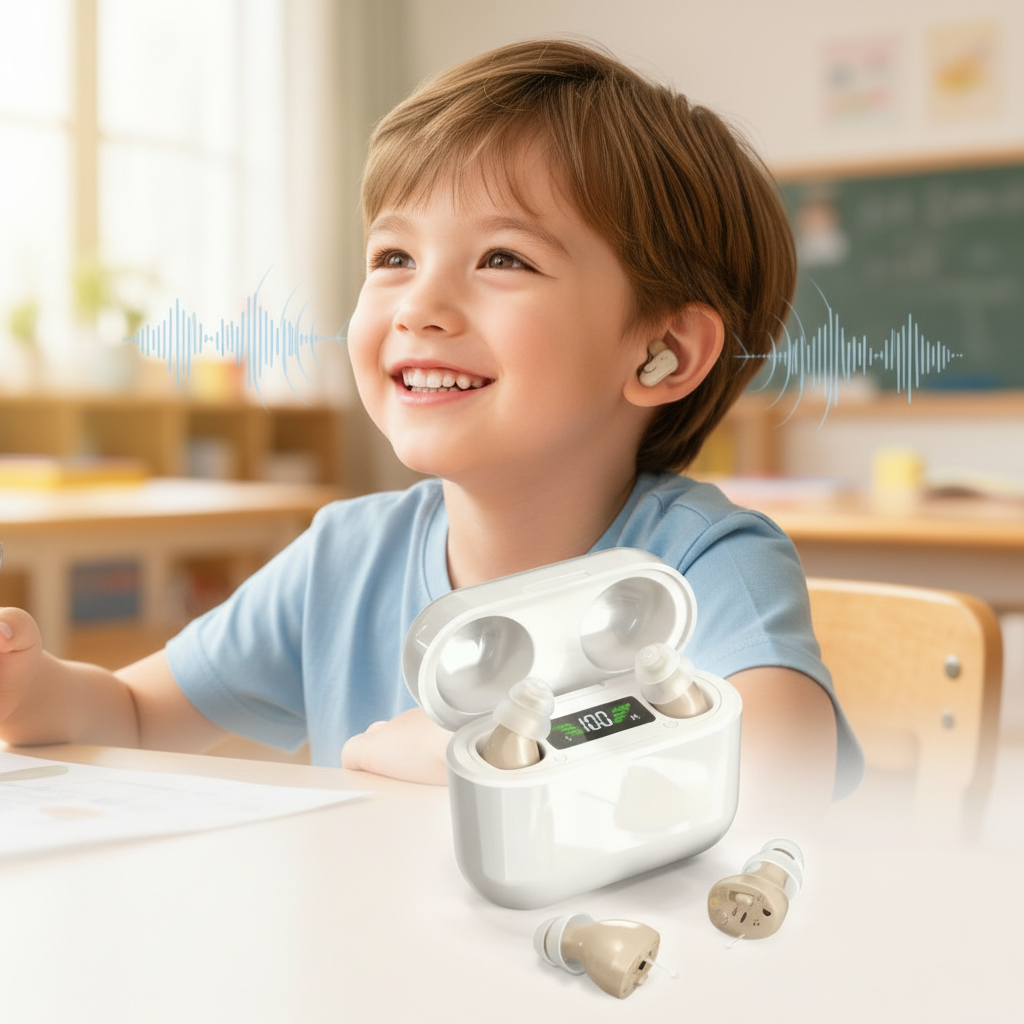 HearPro ITC Hearing Amplifier Set | Rechargeable | Intelligent Noise Cancellation | In-Ear Design (Discreet) | 20 Hours Battery Life | Includes Mobile Charging Case | Ka-mostore