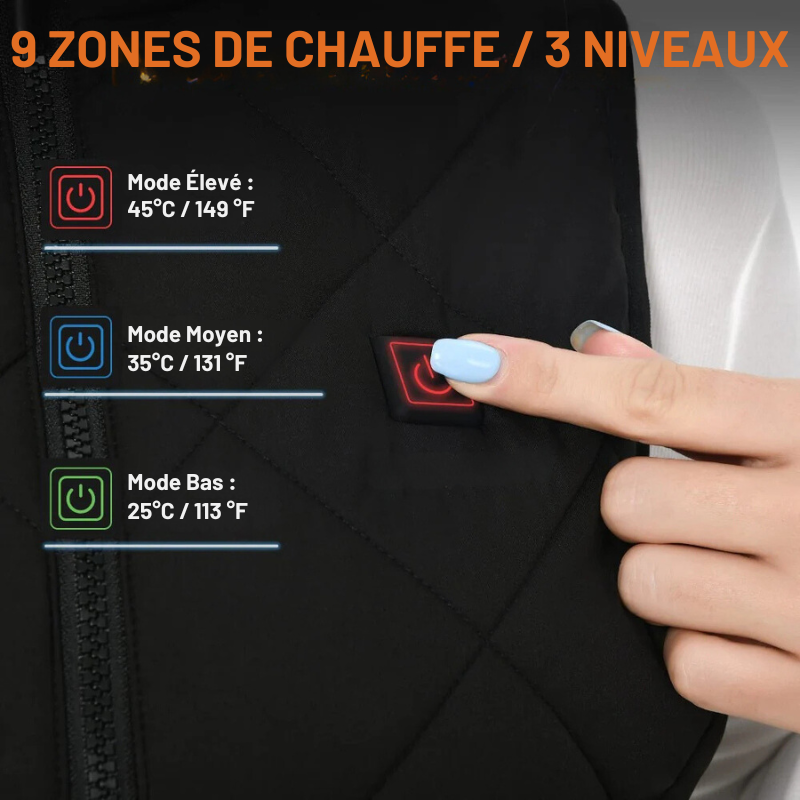 Gilet chauffant pour femme : 9 zones, double commande | Ka-mostore
