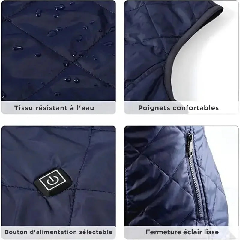 Gilet chauffant pour femme : 9 zones, double commande | Ka-mostore