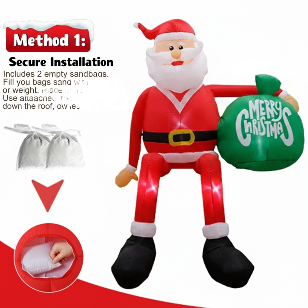 Inflatable LED Climbing Santa Claus | 2.4 m High | Outdoor | Ka-mostore