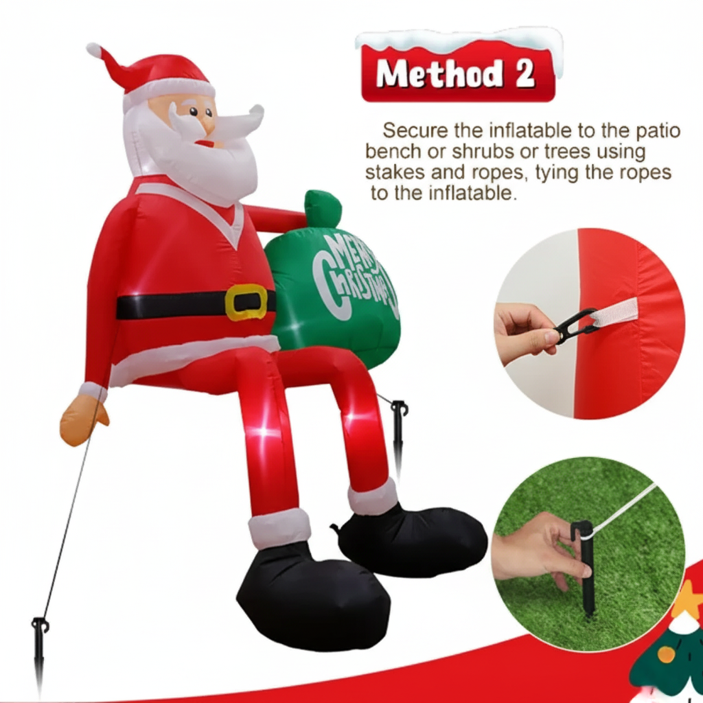 Inflatable LED Climbing Santa Claus | 2.4 m High | Outdoor | Ka-mostore